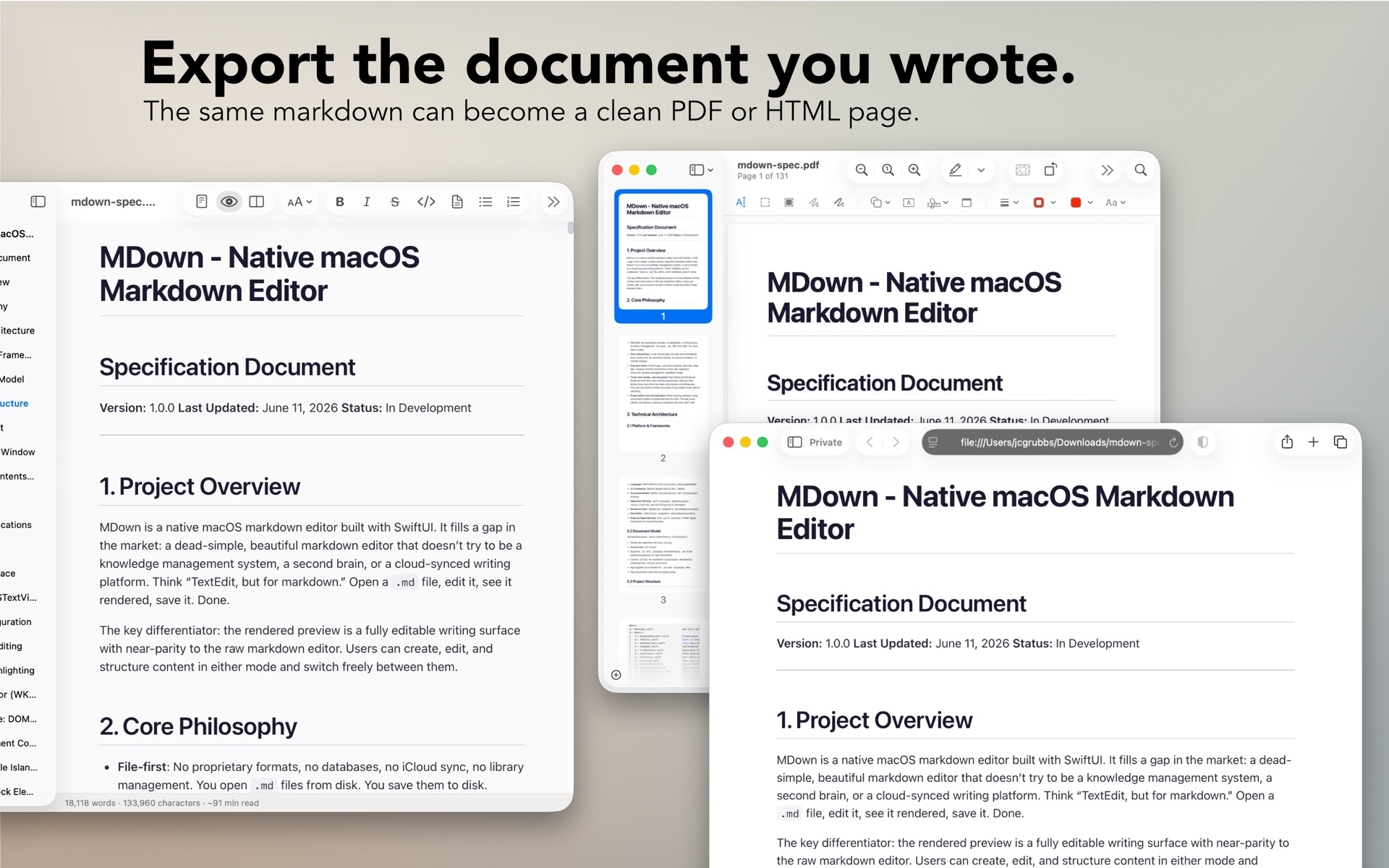 Export the document you wrote.