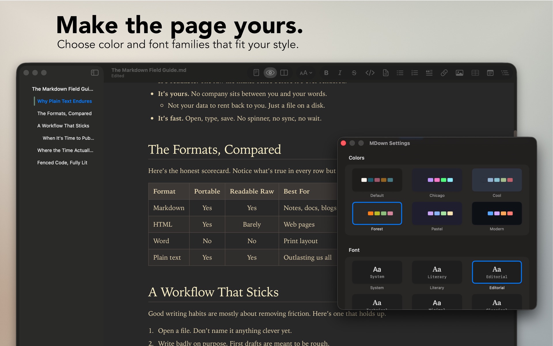 Make the page yours.